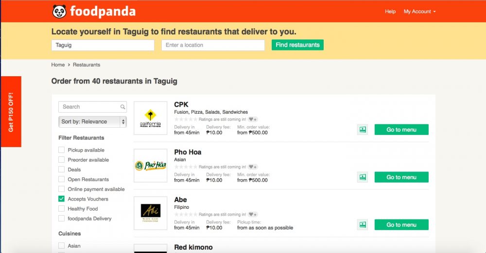 Foodpanda restaurants
